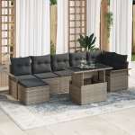 vidaXL 8-osaline aiam&ouml;&ouml;bli komplekt koos patjadega hall pol&uuml;rattan | 3348325 | 8721158984395