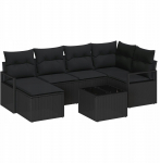 vidaXL 7-elementowy zestaw sof ogrodowych z poduszkami, beżowy polirattan, vidaXL sofa ogrodowa dwuosobowa z pojemnikiem i poduszkami Black polirattan | 3355132 | 8721288354037