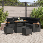 vidaXL 8-osaline aiam&ouml;&ouml;bli komplekt patjadega Black pol&uuml;rotang akatsia | 3363174 | 8721288432933