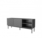 ABETO RTV cabinet on black steel frame 150x42x60 cm graphite/glossy graphite | ABETORTV15+ST G | 5903815007088
