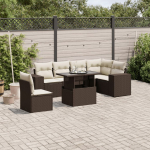 vidaXL 7-osaline aiam&ouml;&ouml;bli komplekt patjadega, Brown | 3269203 | 8721102423369