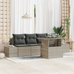 vidaXL 5-osaline aiam&ouml;&ouml;bli komplekt Beige pol&uuml;rotang, pol&uuml;ester | 3357825 | 8721288380289