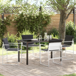 vidaXL 5-osaline aiam&ouml;&ouml;bli komplekt patjadega White, Textilene ja teras | 3379339 | 8721288642660