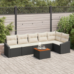 vidaXL 7-częściowy zestaw sof do ogrodu z poduszkami Black polirattan akacja | 3356507 | 8721288367785