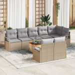 vidaXL 9-osaline aiam&ouml;&ouml;bli komplekt patjadega Beige pol&uuml;rotang Akaatsia, vidaXL 2-kohaline aiam&ouml;&ouml;bel patjadega Beige pol&uuml;rotang | 3347721 | 8721158978356