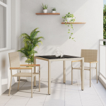 vidaXL Aiakomplekt 3 osa Beež pol&uuml;rattan, aiatoolid patjadega 2 tk Beež pol&uuml;rattan | 3365386 | 8721288455055