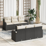 vidaXL 7 Częściowy Zestaw Sof Ogrodowych z Poduszkami Black Polirattan | 3345927 | 8721158955135