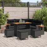 9-osaline aiam&ouml;&ouml;bli komplekt vidaXL koos patjadega Black pol&uuml;rotang Akaatsia | 3363179 | 8721288432988