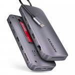 HUB USB Axagon HMC-12GM2 hub USB 12 in1 10Gbps, 3x USB-A, USB-C, HDMI, DP, RJ-45, M.2, SD/mSD, audio, PD | HMC-12GM2 | 8595247907783