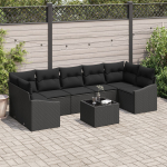 vidaXL 8-osaline aiam&ouml;&ouml;bli komplekt pol&uuml;rotangist diivan patjadega Black | 3346643 | 8721158962294