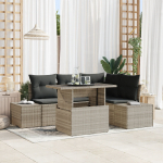 vidaXL 5-osaline aiam&ouml;&ouml;bli komplekt helehallide patjadega, rattan | 3357915 | 8721288381187