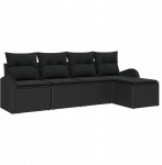 vidaXL 5-osaline aiam&ouml;&ouml;bli komplekt patjadega Black pol&uuml;rotang | 3354672 | 8721288349439