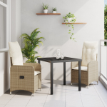 vidaXL 3-osaline aiam&ouml;&ouml;bli komplekt koos patjadega Beige pol&uuml;rotang | 3379653 | 8721288645739