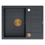 Zlewozmywak GraniteQ MORGAN 116 GraniteQ zlewozmywak black diamond z syfonem Push To Open kol. miedziany 1-komorowy z/o + zaczepy 4 szt | brak | 5904310996921
