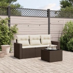 vidaXL 4-osaline aiam&ouml;&ouml;bli komplekt, padjad, pruun PE rattan | 3218663 | 8721012972643