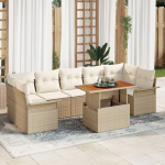 vidaXL 8-osaline diivanikomplekt patjadega Beige Rotang Pol&uuml;ester | 3349301 | 8721158994158