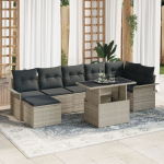 vidaXL 8-osaline aiam&ouml;&ouml;bli komplekt padjadega helehall rattan | 3348328 | 8721158984425