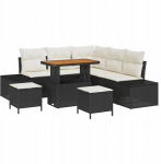 8-osaline aiam&ouml;&ouml;bli komplekt patjadega Black Poli Rattan Akatsia, 2-kohaline aiam&ouml;&ouml;bel patjadega Black Poli Rattan, 3-osaline aiam&ouml;&ouml;bli s&ouml;&ouml;gikomplekt patjadega Black Poli Rattan Akatsia | 3362785 | 8721288429049