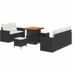 vidaXL 8-osaline aiam&ouml;&ouml;bli komplekt patjadega must rattan akatsia, 3-osaline v&auml;ljas s&ouml;&ouml;gikomplekt patjadega must rattan akatsia | 3363505 | 8721288436245