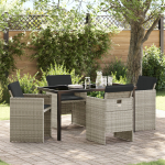 vidaXL 5-osaline aiam&ouml;&ouml;bli komplekt helehall rattan, pol&uuml;ester patjadega | 3380610 | 8721288655301
