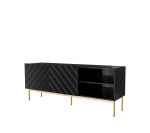 ABETO RTV cabinet on golden steel frame 150x42x60 black/gloss black | ABETORTV15+ST C | 5903815007071
