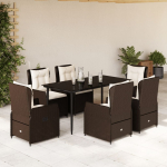 vidaXL 7-osaline aiam&ouml;&ouml;bli komplekt, patjadega, Brown, PE rattan | 3262844 VidaXL | 8721102392702