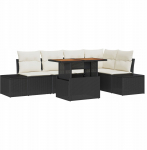 vidaXL 6-osaline aiam&ouml;&ouml;bli komplekt koos patjadega must rattan akatsia | 3349963 | 8721158230775