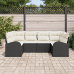 vidaXL 6-osaline aiam&ouml;&ouml;bli komplekt patjadega must rattan | 3354846 | 8721288351173