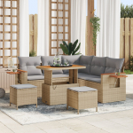 8-osaline vidaXL aiam&ouml;&ouml;bli komplekt koos patjadega Beige pol&uuml;rotang Akatsia | 3363177 | 8721288432964