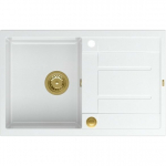 Zlewozmywak GraniteQ MORGAN 111 GraniteQ zlewozmywak snow white z syfonem Push To Open 1-komorowy z/o/ elementy złote | brak | 5904310997317