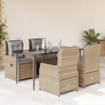 vidaXL 5-osaline aiam&ouml;&ouml;bli komplekt koos patjadega, beež, pol&uuml;rotang | 3262871 VidaXL | 8721102392979