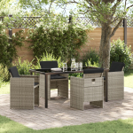 vidaXL 5-osaline aiam&ouml;&ouml;bli komplekt padjadega Light Grey PE rattan | 3379961 | 8721288648815