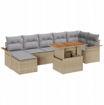 vidaXL 8-osaline aiam&ouml;&ouml;bli komplekt koos patjadega Beige pol&uuml;rotang Akatsia | 3349363 | 8721158994776