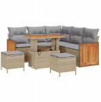 8-osaline aiam&ouml;&ouml;bli komplekt koos patjadega Beige pol&uuml; rattan akatsia, 2-kohaline aiadiivan koos patjadega Beige pol&uuml; rattan, 3-osaline aiam&ouml;&ouml;bli komplekt koos patjadega Beige pol&uuml; rattan akatsia | 3363307 | 8721288434265