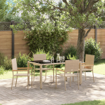5-osaline aiam&ouml;&ouml;bli komplekt vidaXL, beige pol&uuml;rotang, virnastatavad aiatoolid vidaXL 2 tk patjadega, beige pol&uuml;rotang | 3365389 | 8721288455086