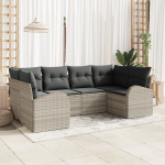 vidaXL 6-osaline aiam&ouml;&ouml;bli komplekt pol&uuml;rotangist koos patjadega Light Grey | 3354851 | 8721288351227
