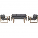 kontrast Zestaw Mebli Ogrodowych DUISBURG Sofa Fotel Stolik ANTRACYT / BRĄZOWY | M-MO-ZEO-DUI-ZES-SZA | 5900354145400
