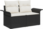 vidaXL 7-częściowy zestaw sof ogrodowych z poduszkami Black polirattan akacja | 3347271 | 8721158973856
