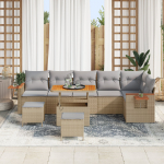 vidaXL 9-osaline aiam&ouml;&ouml;bli komplekt koos patjadega Beige rattan akatsia | 3363197 | 8721288433169