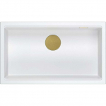 Zlewozmywak GraniteQ LOGAN 110 GraniteQ zlewozmywak snow white 76x44x23,5 cm 1-komorowy podwieszany z syfonem manualnym złoty | HQD7644U1_PVDG1_U-QDR | 5905505500053
