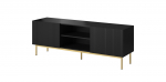 PAFOS RTV cabinet on golden steel frame 150x40x60 cm matte black | PAFOS TV15+S CZ | 5903815007132