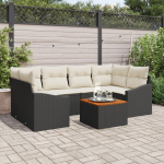 vidaXL 7-częściowy zestaw kanap ogrodowych Black polirattan akacja | 3347782 | 8721158978967