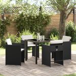 vidaXL 5-osaline aiam&ouml;&ouml;bli komplekt patjadega must pol&uuml; rattan | 3379972 | 8721288648921