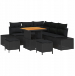 8-osaline aiam&ouml;&ouml;bli komplekt patjadega Black pol&uuml;rotang Akatsia, 2-kohaline aiam&ouml;&ouml;bel patjadega Black pol&uuml;rotang, 3-osaline s&ouml;&ouml;gikomplekt patjadega Black pol&uuml;rotang Akatsia | 3362779 | 8721288428981