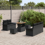 vidaXL 8-osaline aiam&ouml;&ouml;bli komplekt patjadega Black pol&uuml;rotang Akaatsia | 3364029 | 8721288441485