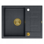 Zlewozmywak GraniteQ MORGAN 116 GraniteQ zlewozmywak black diamond z syfonem Push To Open kol. złoty 1-komorowy z/o + zaczepy 4 szt | brak | 5904310996969