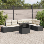 vidaXL 7-elementowy zestaw sof ogrodowych z poduszkami Black Polirattan | 3349193 | 8721158993076