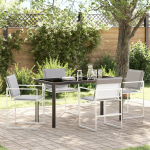 vidaXL 5-osaline aiam&ouml;&ouml;bli komplekt padjadega White Textilene ja teras | 3379336 | 8721288642639