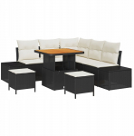 Aiam&ouml;&ouml;bli komplekt vidaXL 8-osaline must pol&uuml;rotang akatsia patjadega, Aiam&ouml;&ouml;bel 2-kohaline diivan vidaXL must pol&uuml;rotang patjadega, Aiam&ouml;&ouml;bli komplekt vidaXL 3-osaline must pol&uuml;rotang akatsia patjadega | 3362780 | 8721288428998