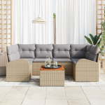 vidaXL 7-osaline aiam&ouml;&ouml;bli komplekt pol&uuml;rotangist ja akaatsiast koos patjadega Beige | 3347532 | 8721158976468